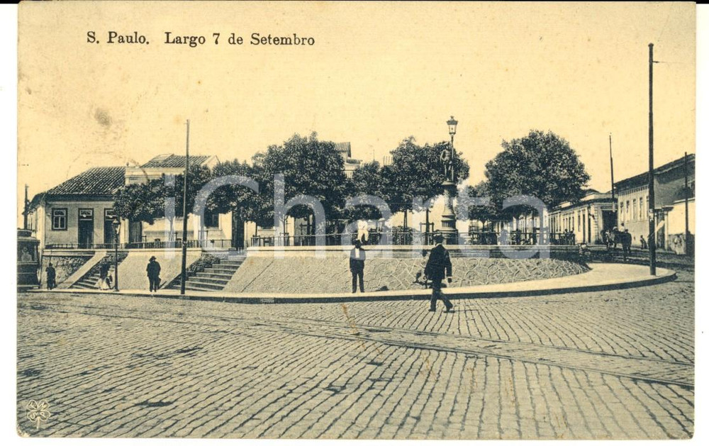 Cartolina originale da collezione 1905 ca SAO PAULO BRAZIL Largo 7 de setembro Cartolina postale FP VG 1