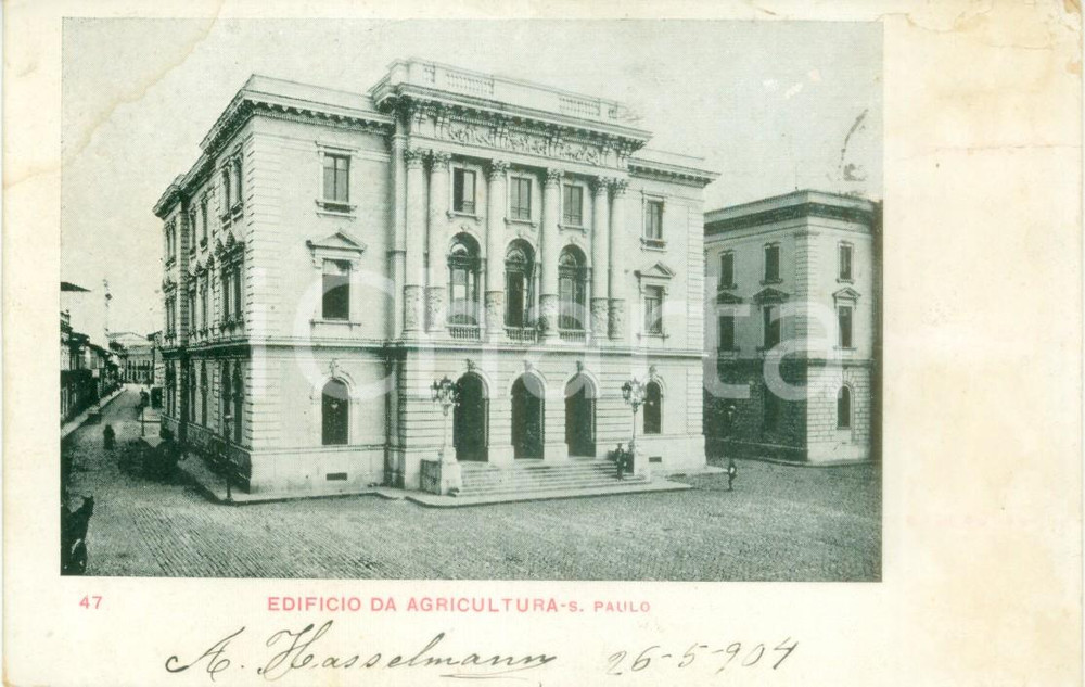 Cartolina originale da collezione 1904 SAO PAULO BRASILE Edificio da Agricultura Cartolina postale FP NV 1