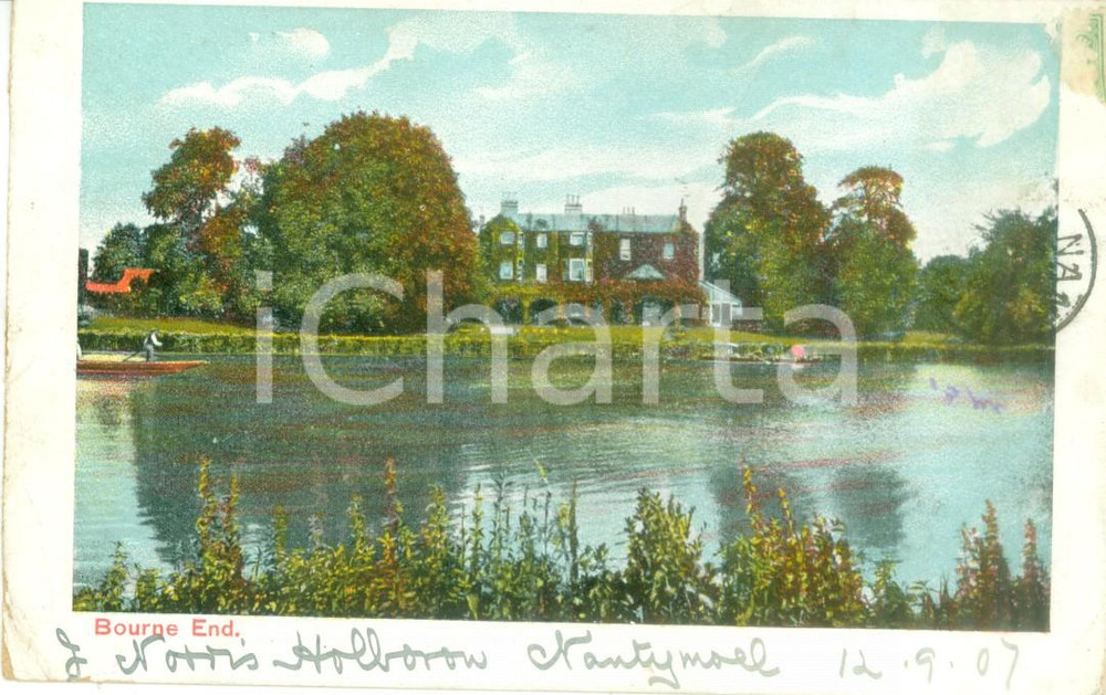 Cartolina originale da collezione 1900 ca BOURNE END UK Veduta dal TAMIGI Cartolina postale FP VG 1