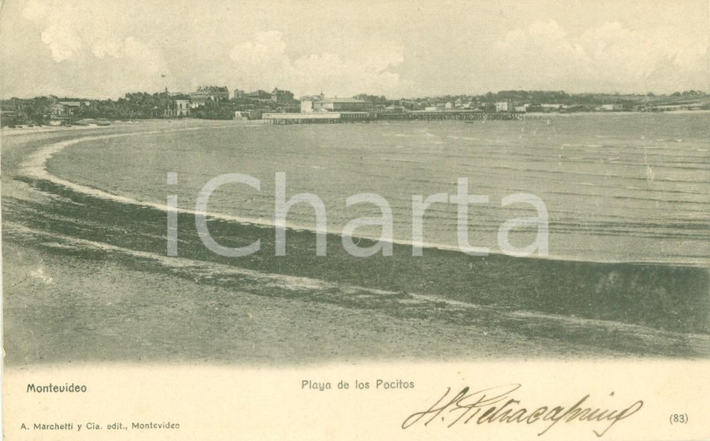 Cartolina originale da collezione 1900 ca MONTEVIDEO URUGUAY Playa de los Pocitos Cartolina FP NV 1