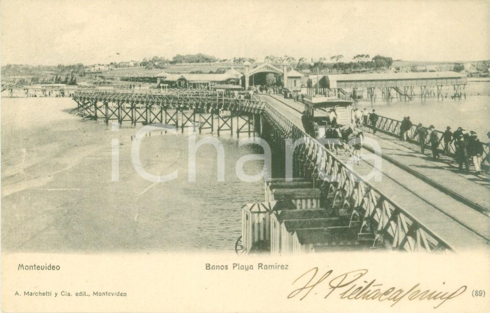 Cartolina originale da collezione 1900 ca MONTEVIDEO URUGUAY Banos Playa RAMIREZ Cartolina postale FP NV 1