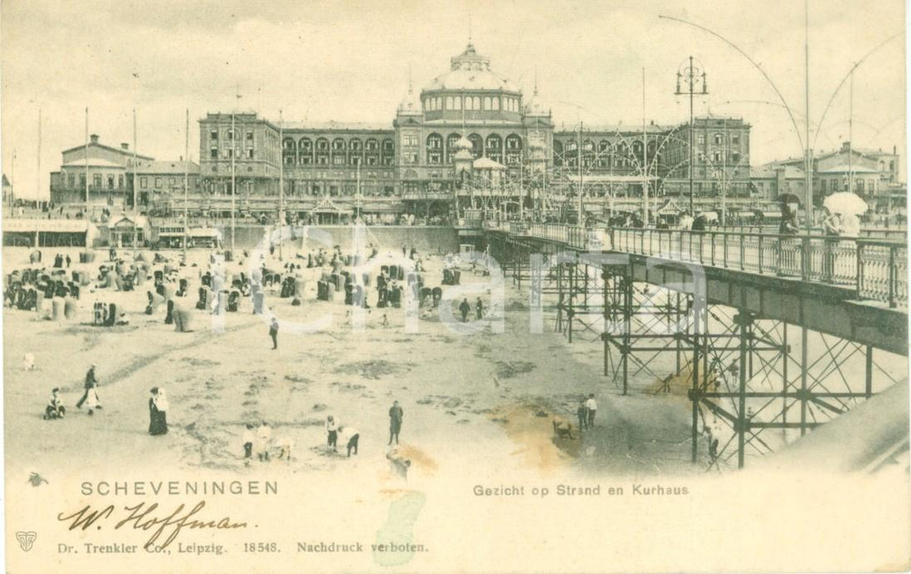 Cartolina originale da collezione 1904 SCHEVENINGEN PAESI BASSI Gezicht op Strand en Kurhaus Cartolina FP NV 1