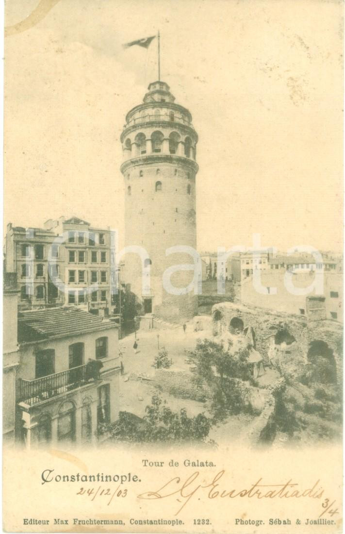 Cartolina originale da collezione 1903 ISTANBUL / COSTANTINOPOLI TURKEY Torre di GALATA Cartolina FP VG 1