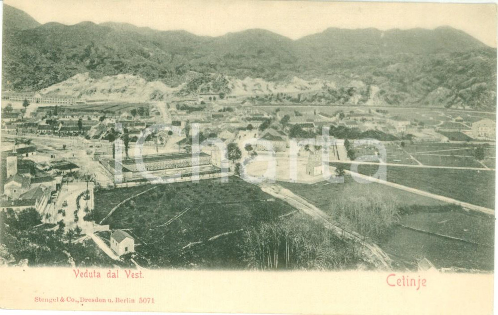 Cartolina originale da collezione 1900 ca CETTIGNE / CETINJE MONTENEGRO Veduta dal VEST Cartolina FP NV 1