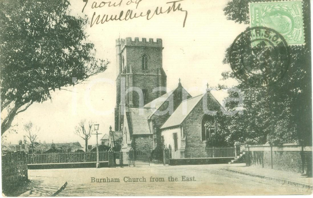 Cartolina originale da collezione 1909 BURNHAMONSEA UK St Andrews Church Cartolina postale FP VG 1