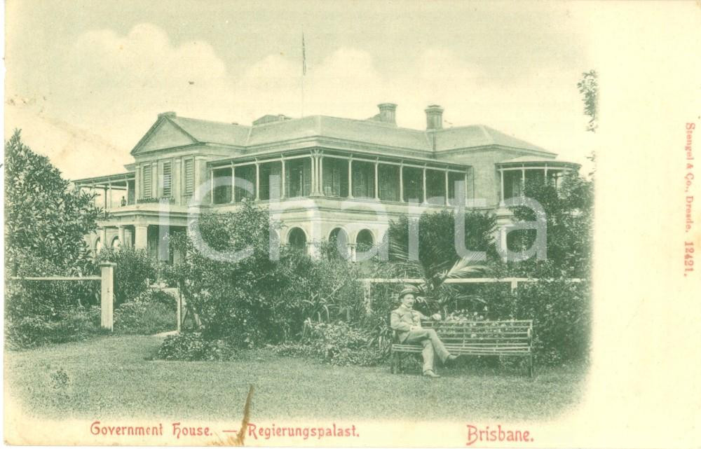 Cartolina originale da collezione 1900 ca BRISBANE AUSTRALIA Government House Cartolina postale ANIMATA FP NV 1