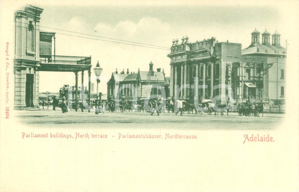 Cartolina originale da collezione 1900 ca ADELAIDE AUSTRALIA Terrazza nord del Parlamento Cartolina FP NV 1
