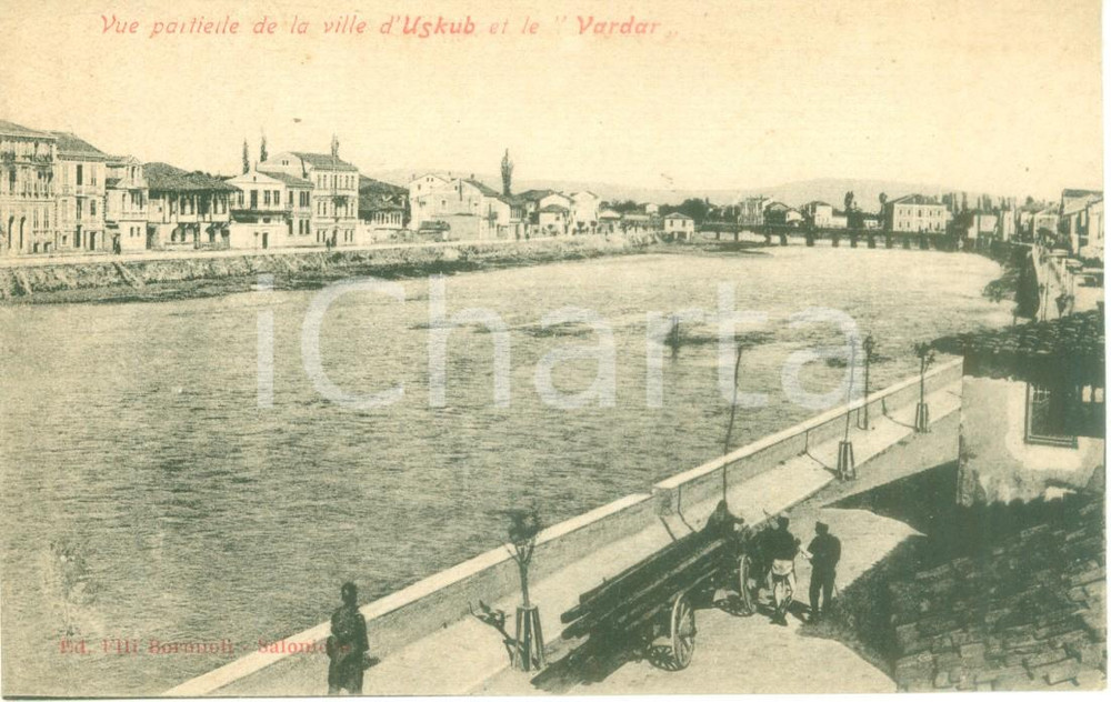 Cartolina originale da collezione 1900 ca USKUB / SKOPJE Veduta parziale del VARDAR Cartolina postale FP NV 1