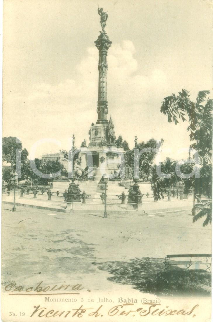 Cartolina originale da collezione 1904 SALVADOR BRASILE Monumento 2 de Julho Cartolina postale FP VG 1