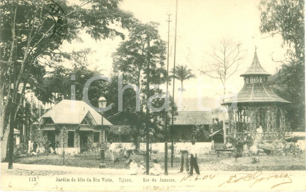 Cartolina originale da collezione 1904 RIO DE JANEIRO BRASILE Jardim do Alto da Boa Vista Cartolina FP VG 1