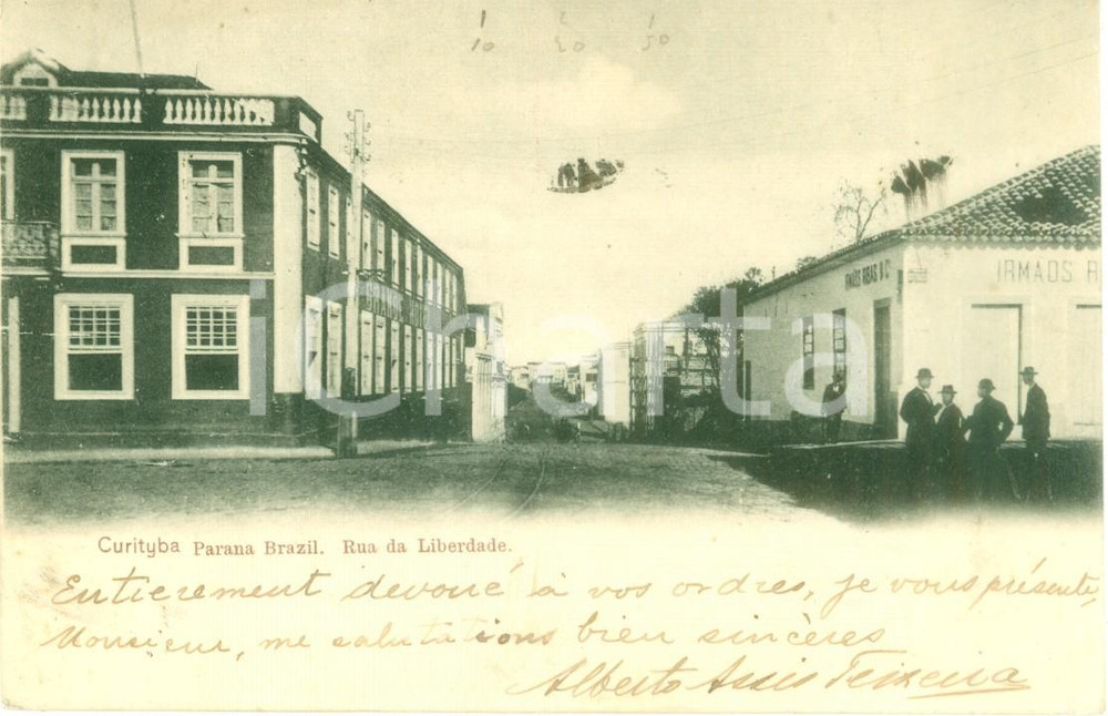 Cartolina originale da collezione 1904 CURITYBA BRASILE Rua da Liberdade Cartolina postale FP VG 1