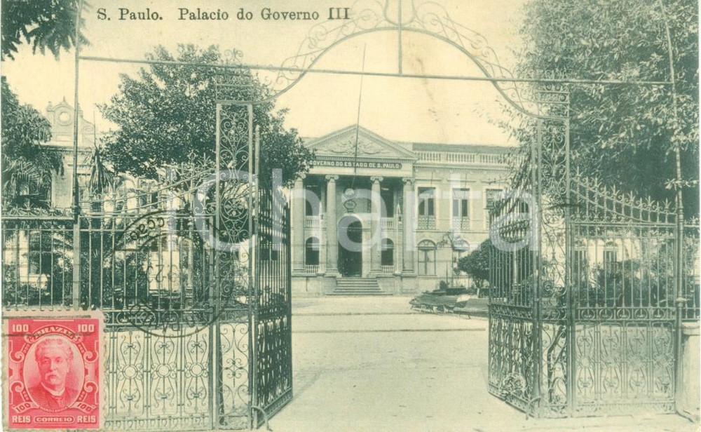 Cartolina originale da collezione 1904 SAO PAULO BRASILE Palacio do Governo III Cartolina postale FP VG 1