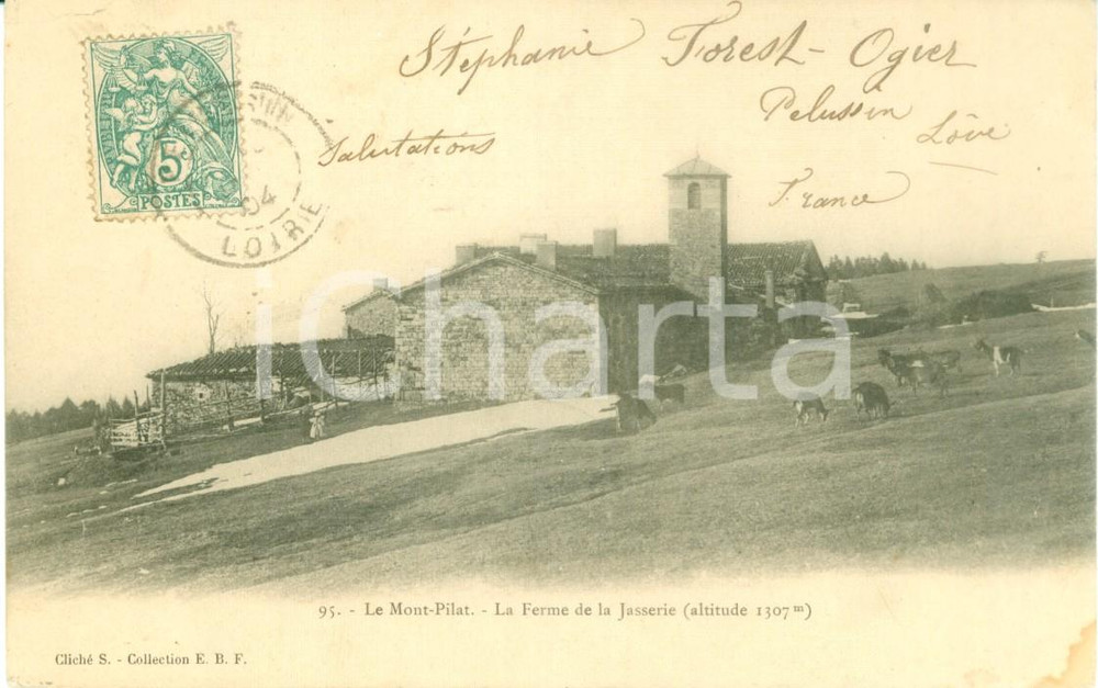 Cartolina originale da collezione 1904 MONT PILAT Veduta de La Ferme de la Jasserie Cartolina FP VG 1