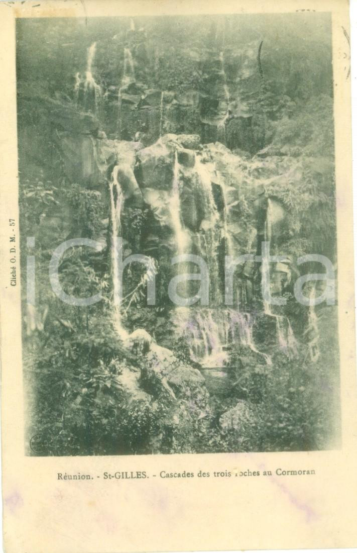Cartolina originale da collezione 1912 ILE DE LA REUNION Cascades des trois Roches  au CORMORAN Cartolina FP VG 1