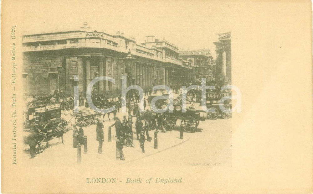 Cartolina originale da collezione 1900 ca LONDON Carri merci e borghesi alla Bank of ENGLAND Cartolina FP NV 1