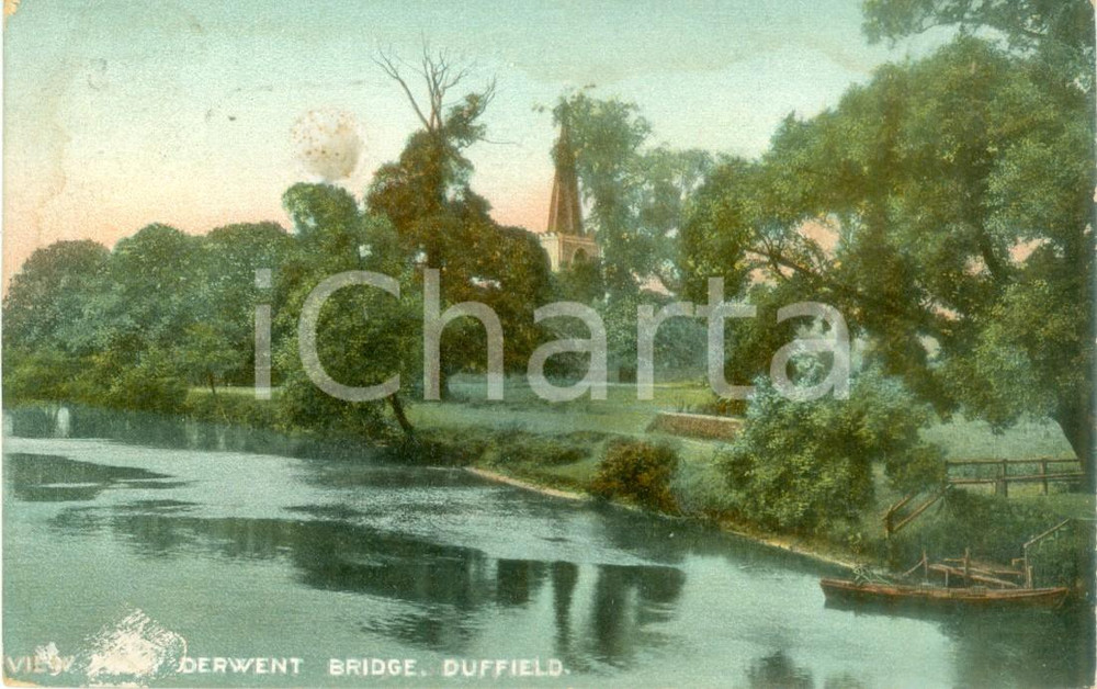 Cartolina originale da collezione 1911 DUFFIELD UK veduta del DERWENT BRIDGE Cartolina FP VG 1