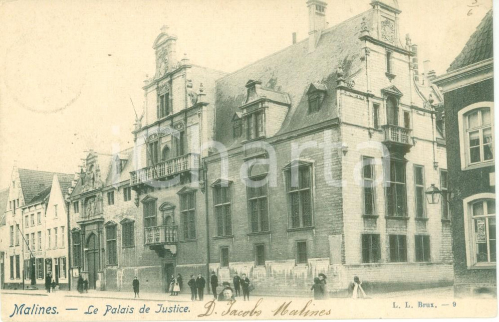 Cartolina originale da collezione 1900 ca MECHELEN / MALINES BELGIO Palais de Justice Cartolina ANIMATA FP VG 1