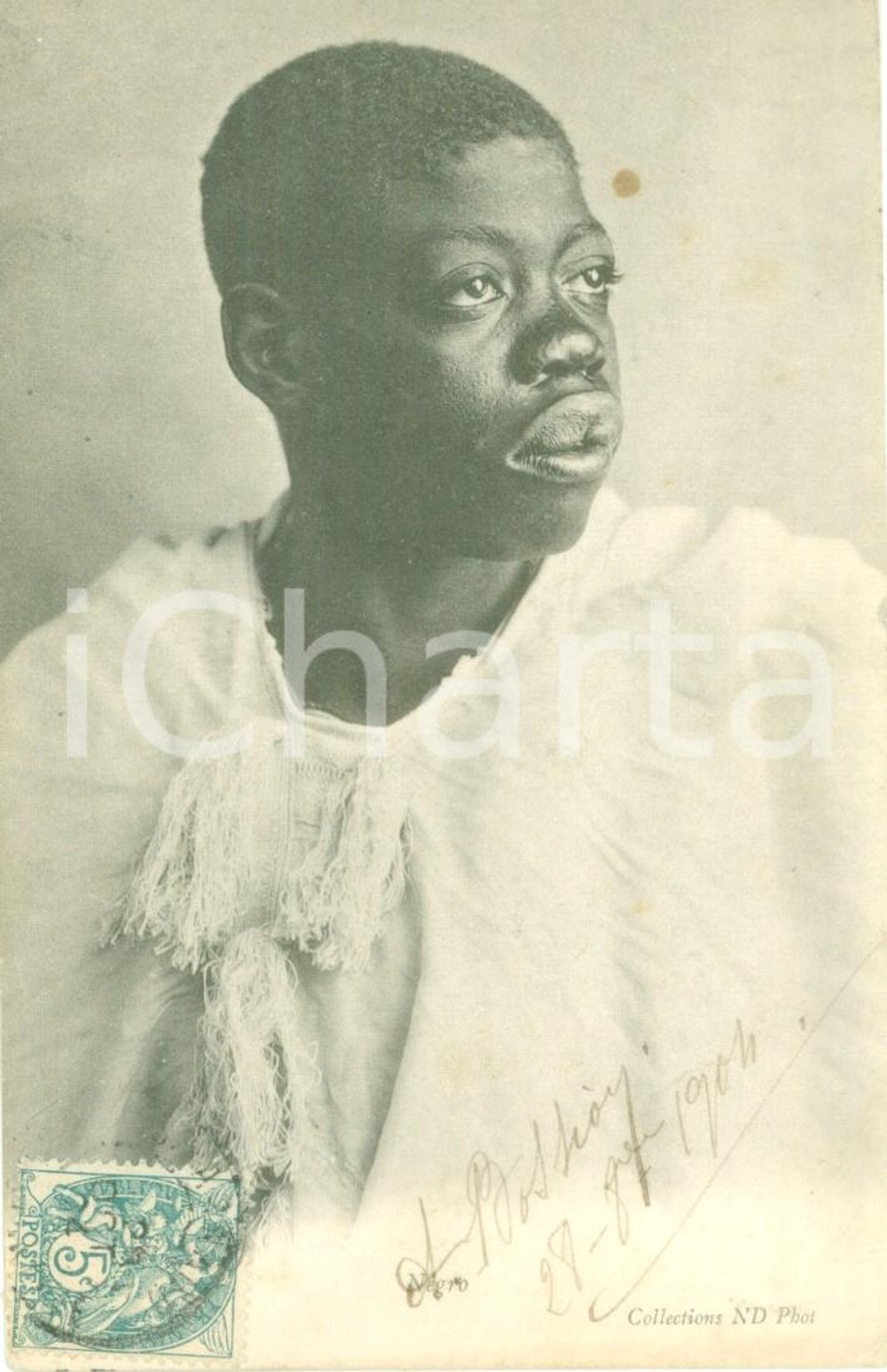 Cartolina originale da collezione 1904 SENEGAL ? Indigeno in tunica bianca Cartolina FP VG 1