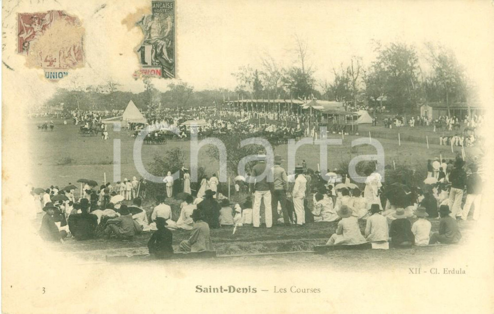 Cartolina originale da collezione 1912 SAINTDENIS AOSTA Borghesi e dame alle corse all ippodromo Cartolina FP VG 1