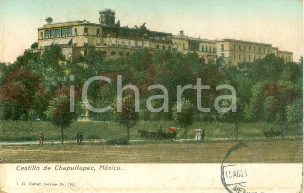 Cartolina originale da collezione 1910 ca MEXICO Castillo de CHAPULTEPEC Cartolina ILLUSTRATA FP VG 1