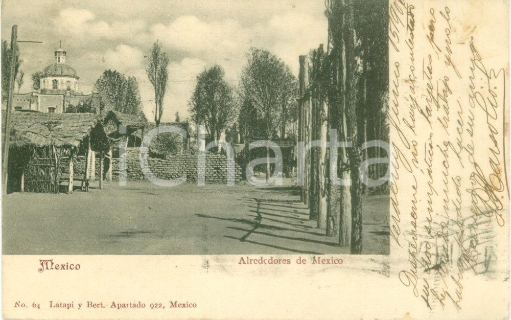 Cartolina originale da collezione 1904 MESSICO Veduta degli alrededores Cartolina postale FP VG 1