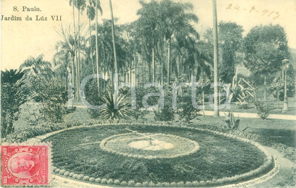 Cartolina originale da collezione 1913 SAO PAULO BRASILE Jardim da Luz VII Cartolina postale FP VG 1