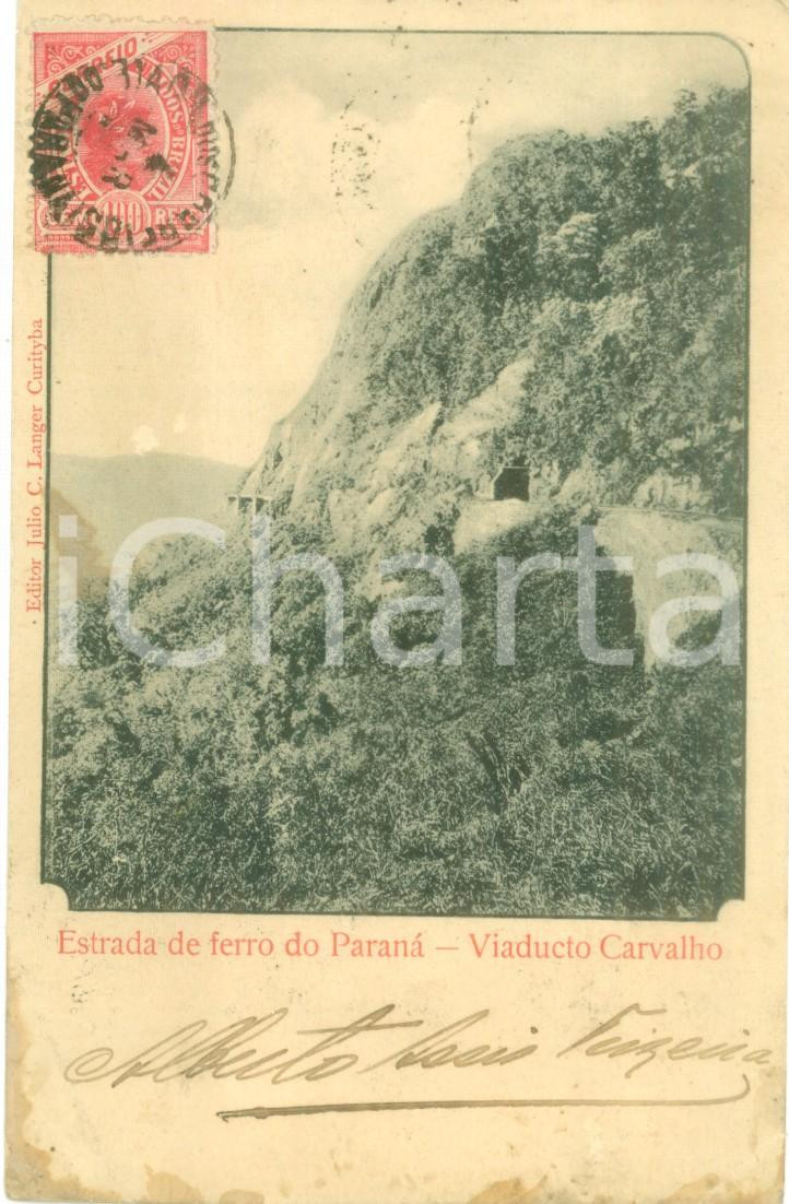Cartolina originale da collezione 1904 RIO DE JANEIRO Estrada de ferro do PARANA Viaducto CARVALHO Cartolina FP VG 1