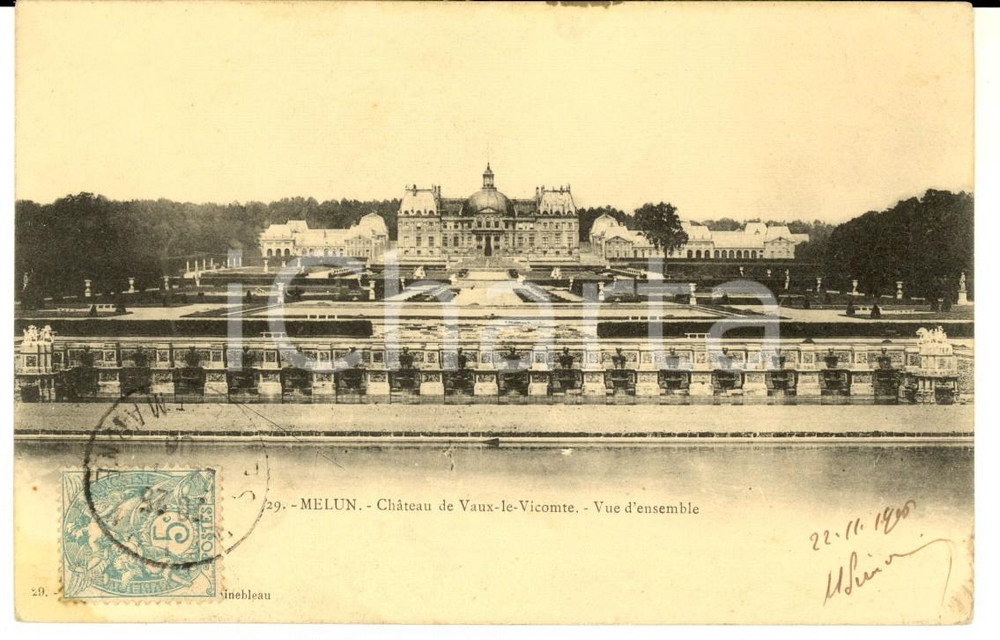 Cartolina originale da collezione 1905 MELUN FRANCE Castello di VAUXLEVICOMTE Carte postale VINTAGE 1