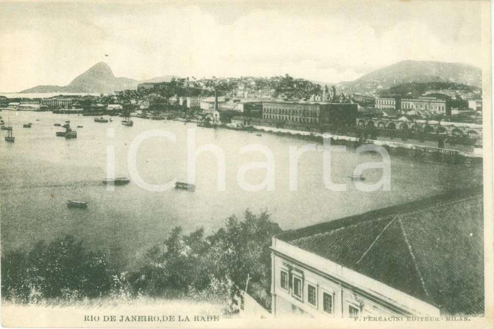 Cartolina originale da collezione 1900 ca RIO DE JANEIRO BRASILE Panorama dalla rada Cartolina postale FP NV 1