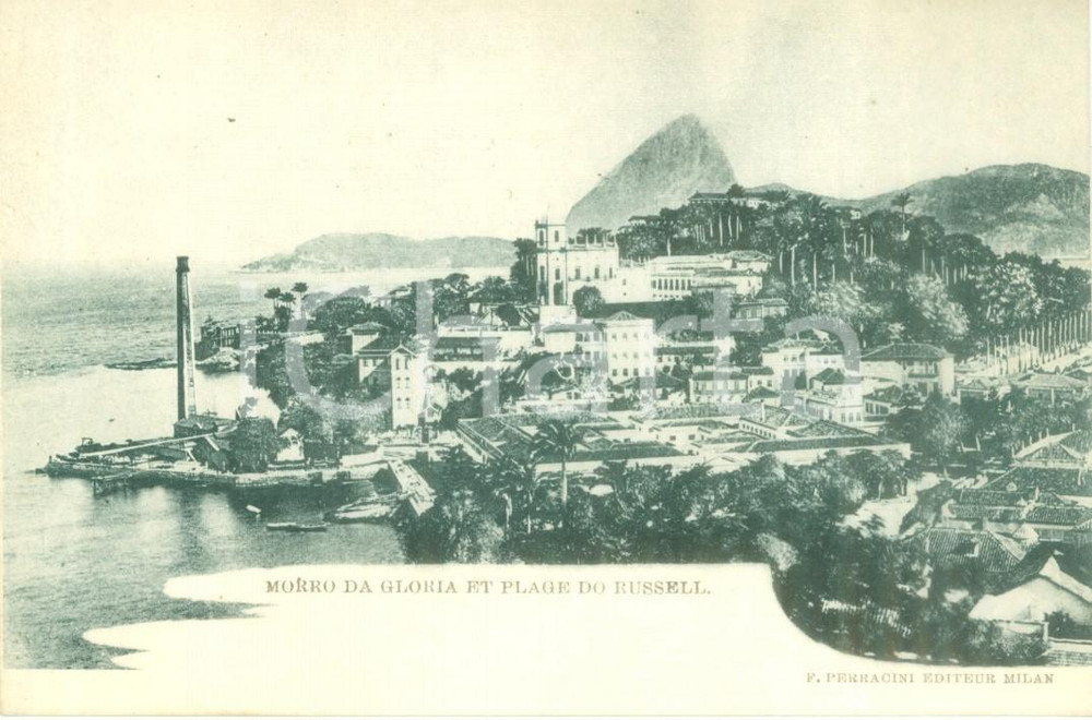 Cartolina originale da collezione 1900 ca SAO PAULO BRASILE Morro da gloria plage do RUSSEL Cartolina FP VG 1