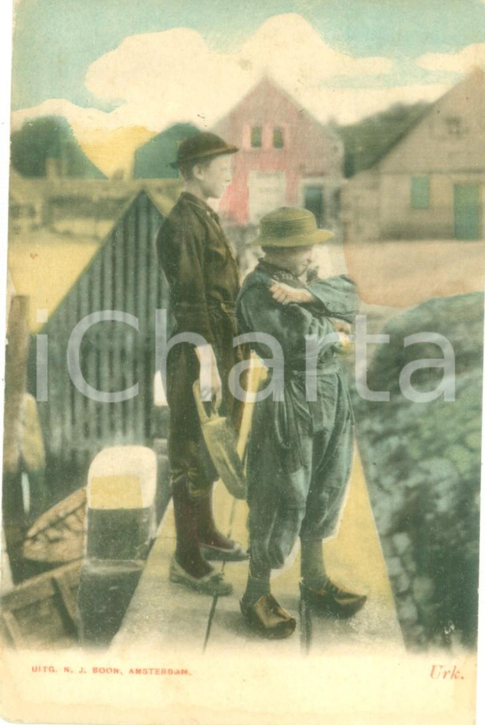 Cartolina originale da collezione 1900 ca URK PAESI BASSI Giovani soldati al porto Cartolina postale FP NV 1