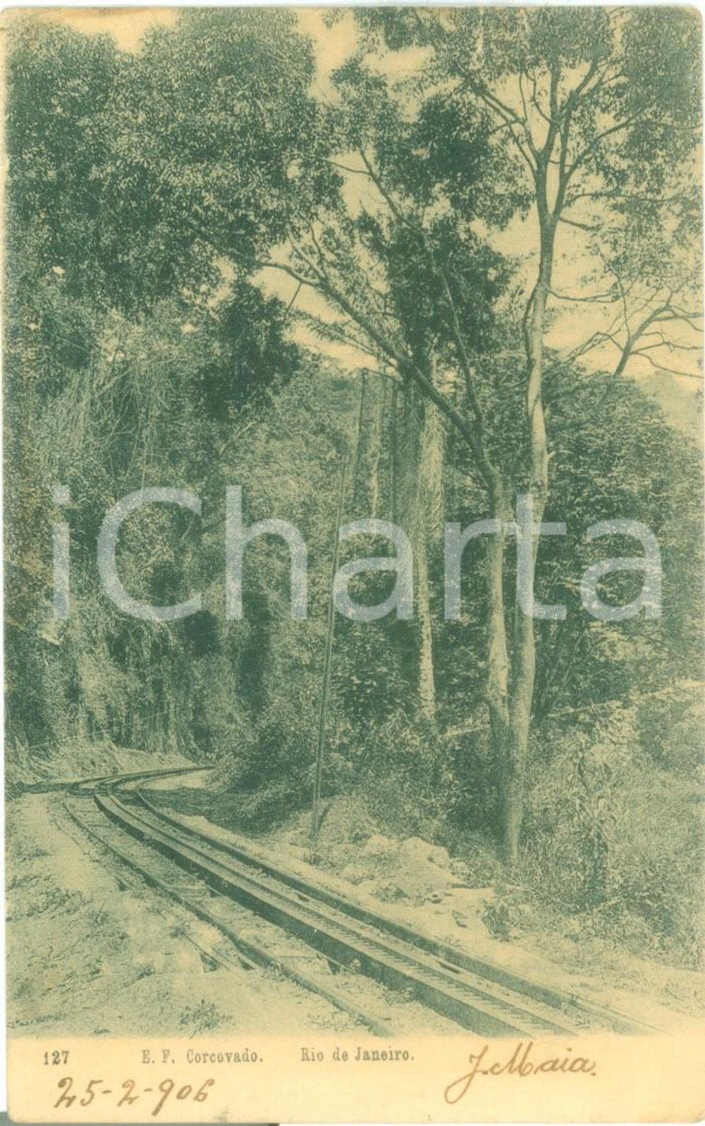 Cartolina originale da collezione 1906 RIO DE JANEIRO BRASILE Estrada Ferrata CORCOVADO Cartolina postale FP VG 1