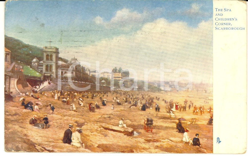 Cartolina originale da collezione 1904 SCARBOROUGH UK The Spa and children s corner Cartolina ILLUSTRATA 1