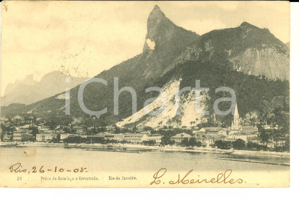 Cartolina originale da collezione 1905 RIO DE JANEIRO BRAZIL Praia de Botafogo e Corcovado Cartolina postale FP 1