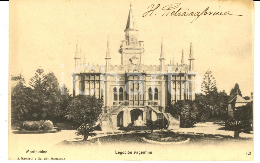 Cartolina originale da collezione 1900 ca MONTEVIDEO URUGUAY Ambasciata dell Argentina Cartolina FP VG 1
