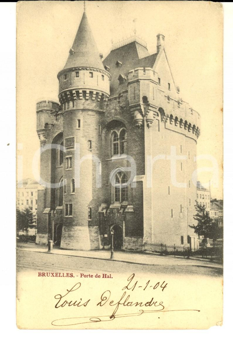 Cartolina originale da collezione 1904 BRUXELLES Porte de Hal Carte postale VINTAGE FP VG 1