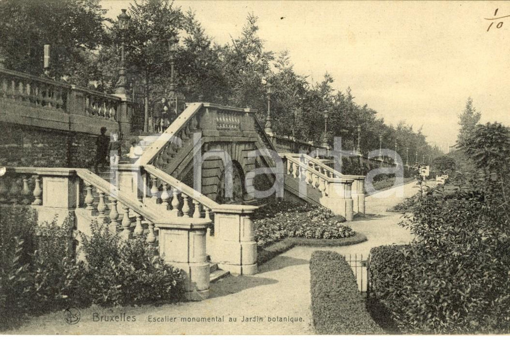 Cartolina originale da collezione 1909 BRUXELLES Escalier au Jardin botanique Carte postale VINTAGE FP VG 1