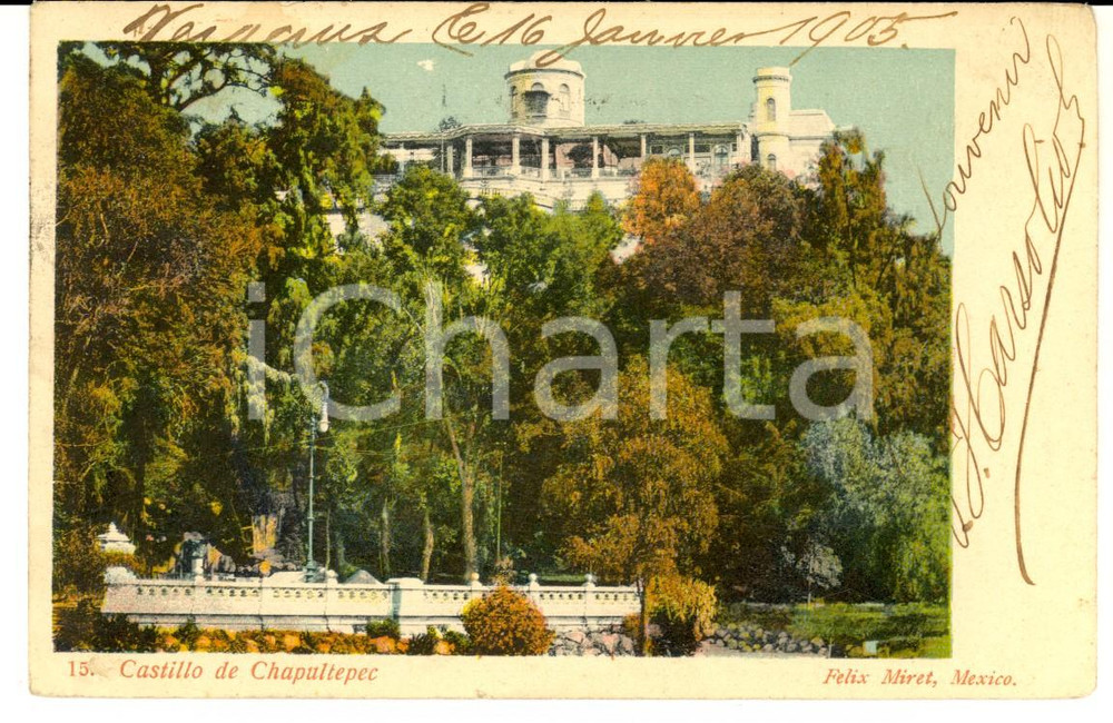 Cartolina originale da collezione 1905 MEXICO Castillo de CHAPULTEPEC Cartolina postale VINTAGE FP VG 1