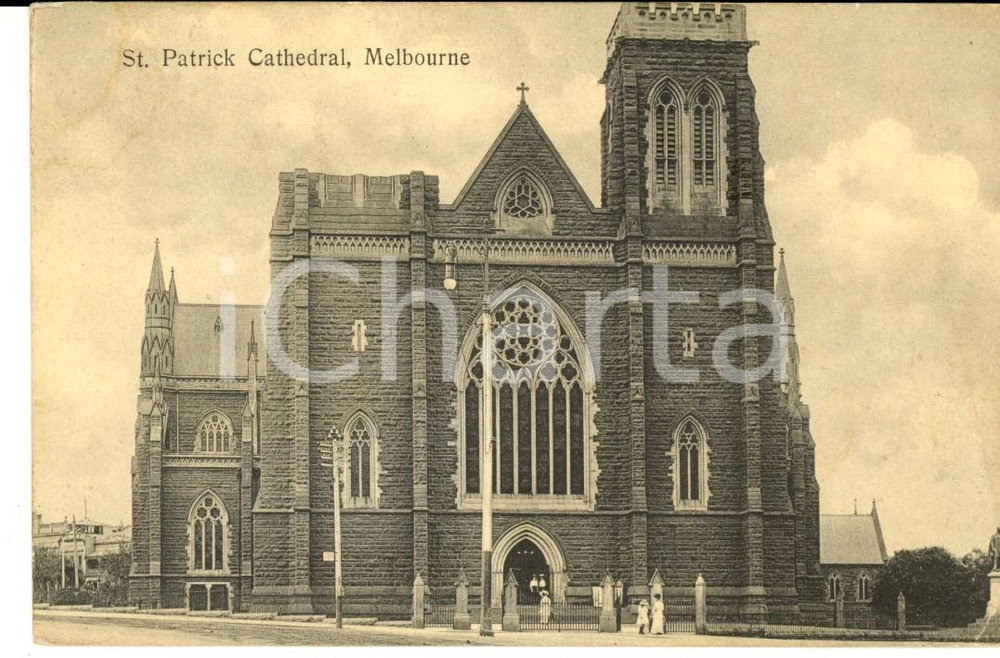 Cartolina originale da collezione 1911 MELBOURNE AUSTRALIA St. Patrick Cathedral VINTAGE postcard 1