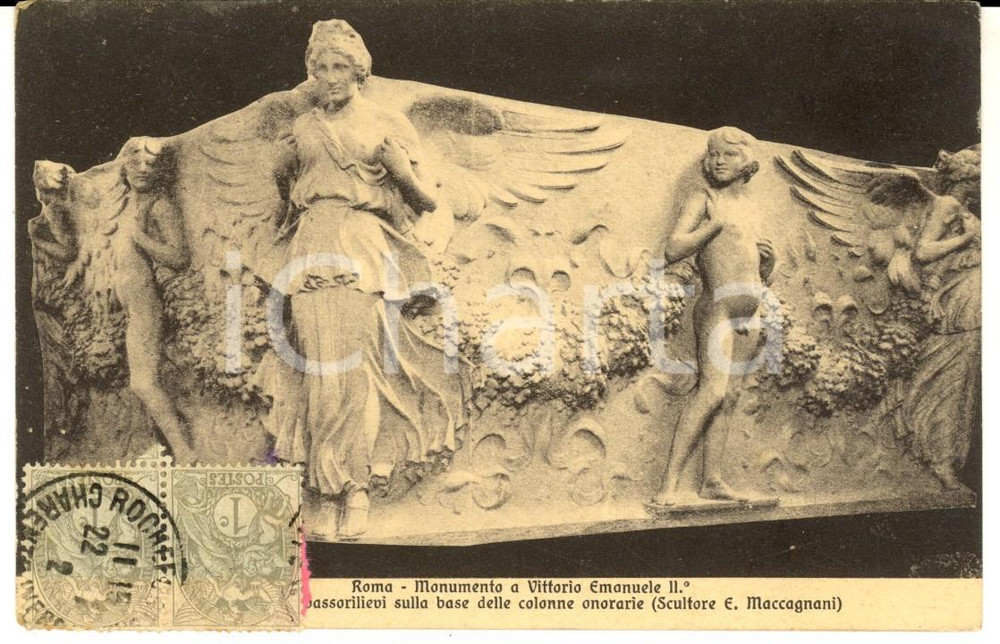 Cartolina originale da collezione 1912 ROMA Monumento a Vittorio Emanuele II  Bassorilievi MACCAGNANI Cartolina 1