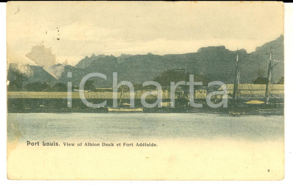 Cartolina originale da collezione 1900 ca PORT LOUIS View of Albion Dock et Fort ADELAIDE VINTAGE postcard 1