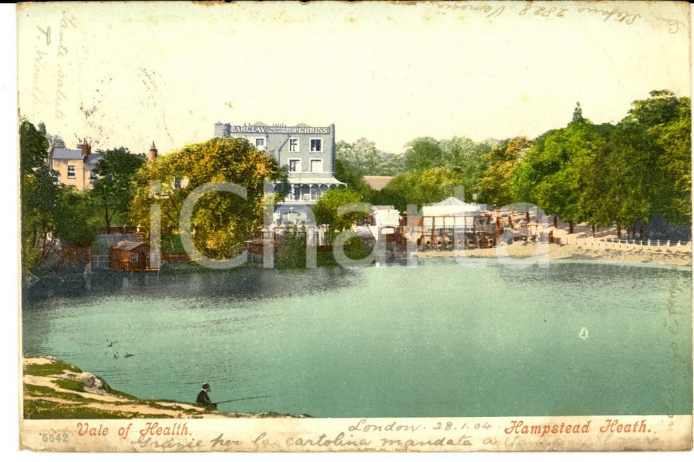 Cartolina originale da collezione 1904 LONDON HAMPSTEAD HEATH UK Vale of Health VINTAGE postcard 1