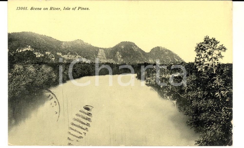 Cartolina originale da collezione 1912 ISLE OF PINES NEW CALEDONIA Scene on river VINTAGE postcard 1