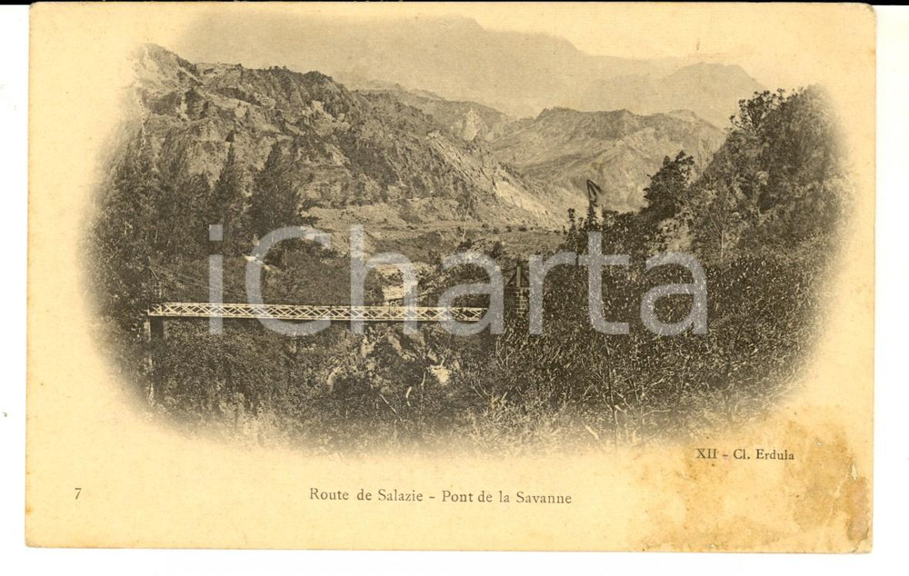 Cartolina originale da collezione 1912 ILE DE LA REUNION Route de SALAZIE  Pont de la SAVANNE Carte postale 1