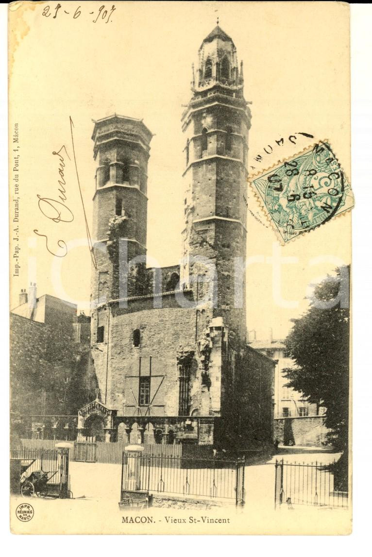 Cartolina originale da collezione 1907 MACON FRANCE Vieux St.Vincent Carte postale VINTAGE 1