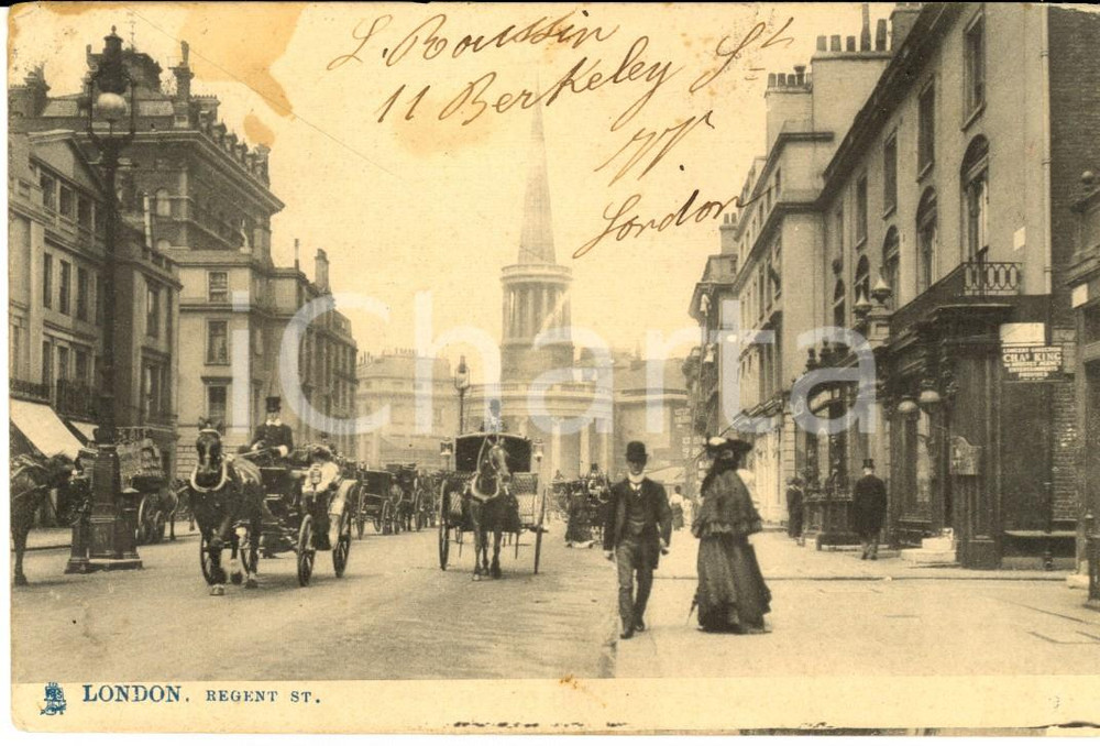 Cartolina originale da collezione 1904 LONDON Regent Street Cartolina postale ANIMATA VINTAGE FP VG 1