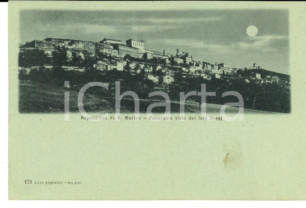 Cartolina originale da collezione 1900 ca Repubblica di SAN MARINO Panorama visto dal lato Ovest Cartolina 1
