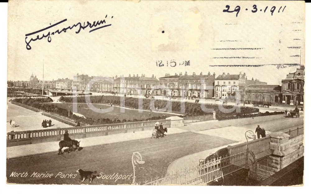 Cartolina originale da collezione 1911 SOUTHPORT UK North Marine Parks VINTAGE postcard ANIMATED 1