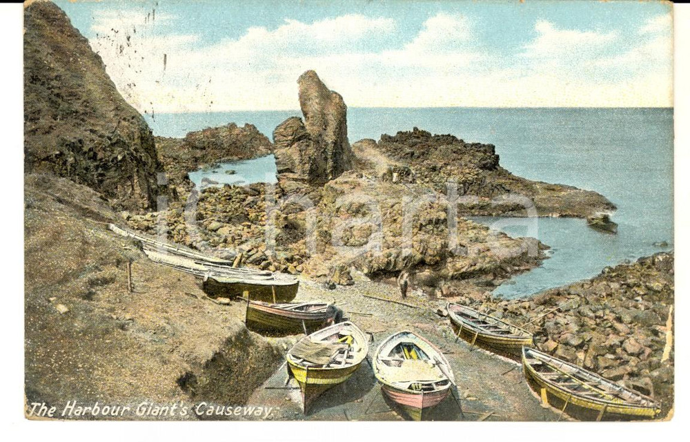 Cartolina originale da collezione 1908 NORTHERN IRELAND The harbour Giant s Causeway VINTAGE postcard 1