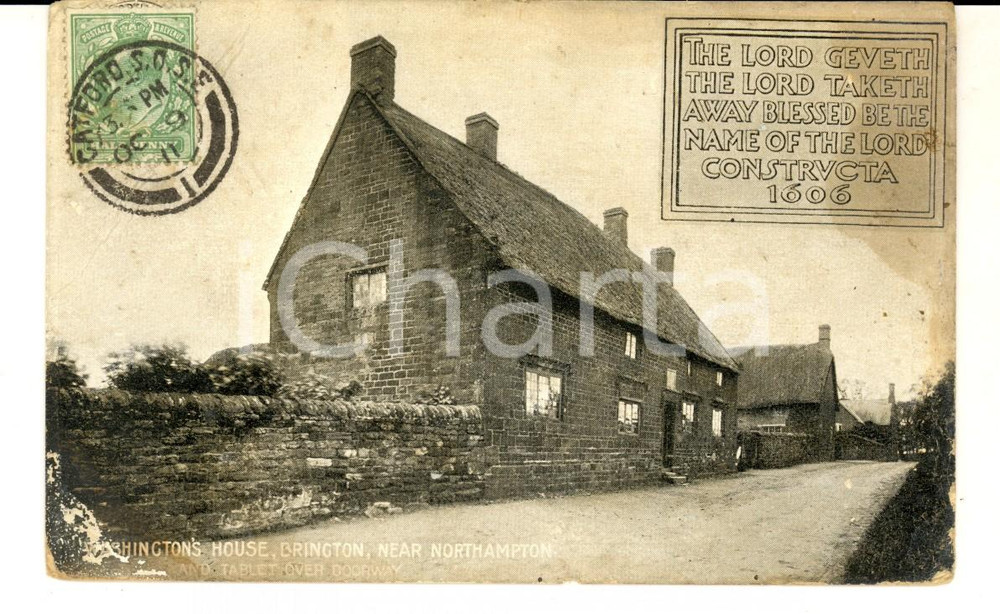 Cartolina originale da collezione 1911 BRINGTON UK Wshington s House near NORTHAMPTON Vintage postcard 1